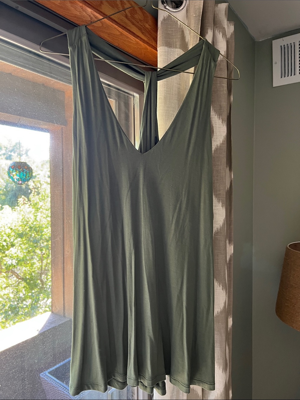 Olive Green V-Neck Sleeveless Tank